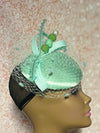 Mint Green Satin Button Pillbox Fascinator Half Hat, Church Head Covering, Headwear, Tea Parties, Weddings, and other Special Occasions