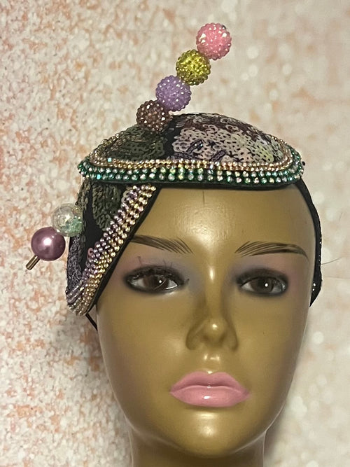 Multicolor Double Cup Teardrop Pastel Fascinator, Handmade Church Half Hat, Tea Parties and Special Occasions