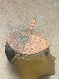 Peach Lace Fascinator Half Hat, Weddings, Church, Tea Parties, and other Special Occasions
