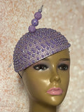 Lavender Beaded Half Hat Fascinator for weddings, church and special occasions