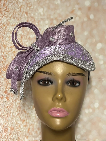 Lavender, Bronze Peach Yellow Pastel Multicolor Small Sinamay Fascinator Hat, Church Head Covering, Tea Party, Wedding and other special occasions