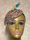 Multicolor Crystal Rhinestone Beaded Fascinator Half Hat, Church Head Covering, Headwear, Tea Parties Weddings and other special occasions