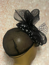 Black and White Patterned Fascinator Half Hat for Church Head Covering, Tea Party, Wedding and Other Special Occasions