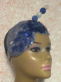 Blue Double Cup Beaded hat for Church, Weddings, Tea Parties, and other special occasions