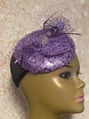 Lavender Beaded Sequin Round Button hat for Church, Wedding, Mother of the Bride, Head Covering, Tea Parties and other special occasions