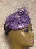 Lavender Beaded Sequin Round Button hat for Church, Wedding, Mother of the Bride, Head Covering, Tea Parties and other special occasions