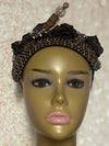 Brown Flower Beaded Rhinestones Headband-Shaped Fascinator Half Hat for Church, Tea Parties, Weddings and other special occasions