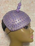 Lavender Beaded Half Hat Fascinator for weddings, church and special occasions