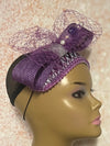 Purple and Silver Beaded Sequin Headband Half Hat: Church Wedding Tea parties