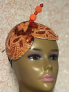 Orange Double Cup Rhinestone Crystal Bling Fascinator | Teardrop Half Hat