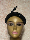 Black Beaded Lace Gemstone Headband Half Hat Fascinator for weddings, church and special occasions, Gift for Mom, Sister, Wife, Her