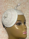 Iridescent Double Cup Beaded Rhinestone Fascinator for Church, Half Hat for Tea Parties, Weddings and Special Occasions