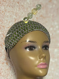 Olive Green Headband-Shaped Fascinator Half Hat for Church, Tea Parties, Weddings and other special occasions