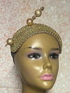 Gold Bead and Rhinestone Headband-Shaped Fascinator Half Hat for Church, Tea Parties, Weddings and other special occasions