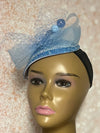 Blue Beaded Crystal Teardrop Fascinator Hat, Light Blue Wedding, church, tea party Special Occasion Headwear