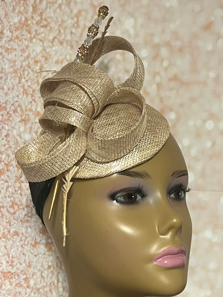 Yellow and Orange Multicolor Sinamay Fascinator Half Hat, Church Head Covering, Headwear, Tea Parties Weddings and other special occasions