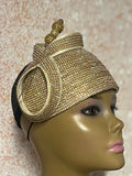 Gold Rhinestone Bling Fascinator Half Hat for Church, Tea Parties, Weddings and other special occasions