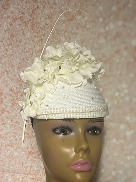 White Rhinestone Braid Hat for church head covering and other special occasions