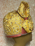 Yellow and Peach Full Skully Hat, Church Head Covering, Headwear, Tea Parties, Weddings and other Special Occasions