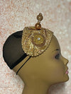 Gold Beaded Sequin Headband-Shaped Fascinator Half Hat for Church, Tea Parties, Weddings and other special occasions
