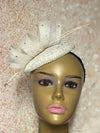 Cream/Off White Small Circular Lace Fascinator Half Hat, Church Head Covering, Tea Parties, Weddings