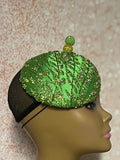 Lime Green Button Pillbox Fascinator Half Hat for Church, Tea Parties, Weddings and other Special Occasions