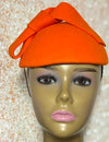 Orange Wool Felt Half Hat Fascinator for Church Head Covering, Wedding, Tea Party, Mother of the Bride, and Other Special Occasions