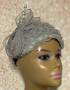 Gray and Silver Fascinator Half Hat for Church, Tea Party, Weddings and Special Occasions