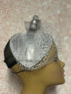 Silver Rhinestones Crystal Bling Teardrop Fascinator Half Hat for Church, Tea Parties, Weddings and other special occasions