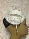 Cream/Off White Small Circular Lace Fascinator Half Hat, Church Head Covering, Tea Parties, Weddings