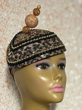 Leopard Print Rhinestone Fascinator, Half Hat for Church and Special Occasions