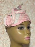 Pink and White Beaded hat for Church, Wedding, Mother of the Bride, Head Covering, Tea Parties and other special occasions