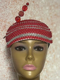 Red and Silver Beaded Half Hat Fascinator for weddings, church and special occasions, Gift for Mom, Sister, Wife, Her