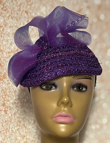 Purple Sequins and Rhinestones hat for Church, Wedding  display picture 2