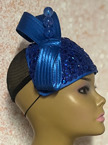 Royal Blue Fascinator Half Hat for Church, Weddings and Special Occasion