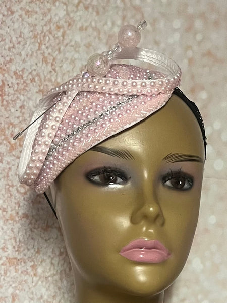 White Iridescent Rhinestone Teardrop Fascinator Half Hat for Church, Tea Party, Kentucky Derby, Wedding