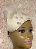 Cream/Beige Fascinator Half Hat for Church Head Covering, Tea Parties, Weddings and other special occasions