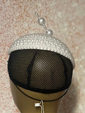 White Beaded Pearl Button Half Hat Fascinator for weddings, church and special occasions, Gift for Mom, Sister, Wife, Her