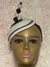 Black and White Bead Fascinator Half Hat for weddings, church and special occasions