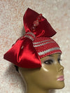 Red and Silver Beaded Half Hat Fascinator for weddings, church and special occasions, Gift for Mom, Sister, Wife, Her