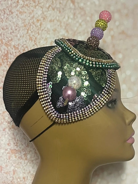 Multicolor Double Cup Teardrop Pastel Fascinator, Handmade Church Half Hat, Tea Parties and Special Occasions