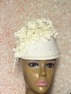 Cream Off-White Flower Fascinator Half Hat, Church Head Covering, Tea Party, Weddings and Special Occasions