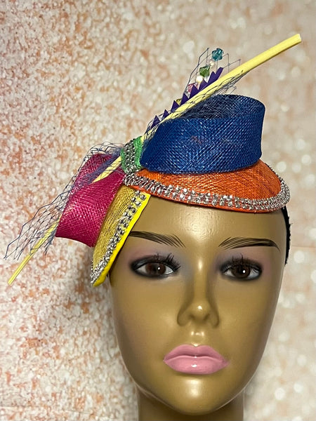 Royal Blue Felt Half Hat for Church, Weddings, Tea Parties and Other Special Occasions
