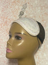 Off White Iridescent Beaded Headband: Church Wedding Head Covering Special Occasions