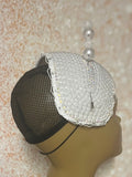 White Beaded Pearl Wide Headband Shaped Half Hat Fascinator for weddings, church and special occasions, Gift for Mom, Sister, Wife, Her