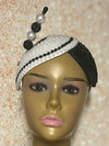 Black and white Beaded Half Hat Fascinator for weddings, church and special occasions, Gift for Mom, Sister, Wife, Her