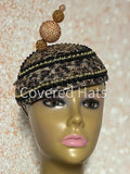 Leopard Print Rhinestone Fascinator, Half Hat for Church and Special Occasions