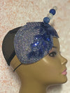 Blue Double Cup Beaded hat for Church, Weddings, Tea Parties, and other special occasions