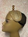 Bronze/Gold Beaded Headband-Shaped Fascinator Half Hat for Church, Tea Parties, Weddings and other special occasions