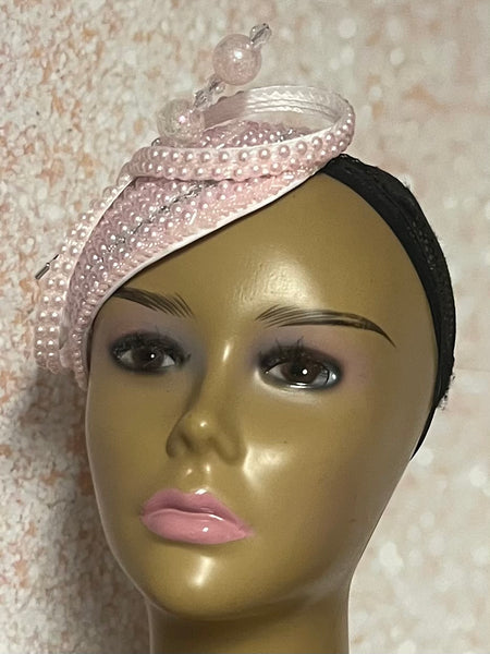 Pink Rhinestone Beaded Teardrop  Fascinator, Church, Weddings and other events